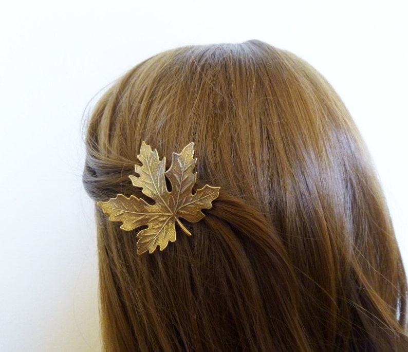 Leaf Hair Clip Brown Barrette Rustic Maple Woodland Autumn Fall Forest Garden Botanical Nature Accessories Girlfriend Womens Gift For Her