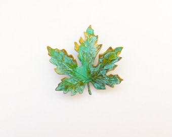 Green Leaf Barrette Bridal Hair Clip Maple Autumn Fall Bridesmaid Rustic Nature Botanical Garden Forest Fairy Elf Accessories Womens Gift