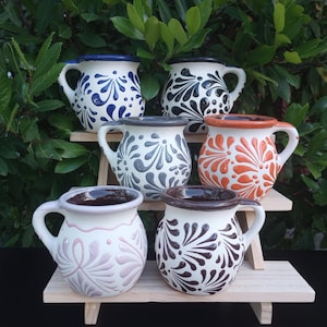 Handmade Mexican Mugs / Colored Mugs / Clay Mexican Cups / Tazas de barro / Mexican pottery.