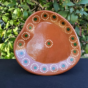 Small Handmade Terracotta Heart Plates / Capula Traditional Plate / Mexican Clay Plates / Handmade dishes.