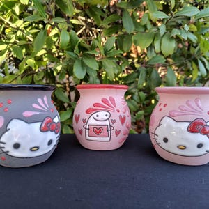 Handmade Mexican Mugs / Cute Kitty Design / Taza de barro pintada a mano / Mexican Pottery / Kawaii Clay Mug.