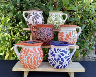 Handmade Mexican Mugs / Colored Mugs / Clay Mexican Cups / Tazas de barro / Mexican pottery / Cielito lindo / Mexican cups.