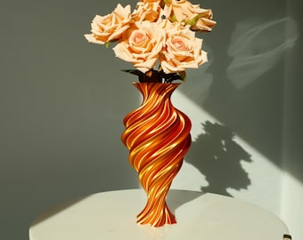Jarrón espiral impreso en 3D: decoración geométrica moderna para el hogar