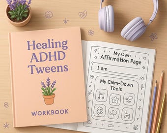 Kit de guérison du TDAH pour préados, affirmations de moi + guide pour les parents + cahier d'exercices pour les 11-12 ans, kit imprimable de soutien émotionnel