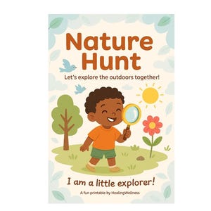 Búsqueda del tesoro infantil imprimible, actividad de búsqueda del tesoro al aire libre, kit de exploración de paseos por la naturaleza, actividad sensorial para niños, descarga instantánea en PDF