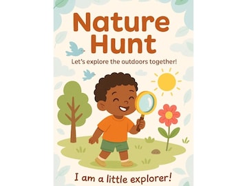 Búsqueda del tesoro infantil imprimible, actividad de búsqueda del tesoro al aire libre, kit de exploración de paseos por la naturaleza, actividad sensorial para niños, descarga instantánea en PDF