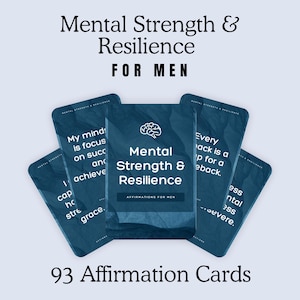 Tarjetas de Afirmaciones de Fortaleza Mental para Hombres / Baraja Imprimible de 93 Ideas de Resiliencia y Confianza / PDF de Superación Personal / Motivación para Hombres