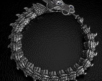 Viking Dragon Scales Bracelet with Opening Mouth Clasp, Unique Norse Dragon Bangle for Men & Women, Adjustable Lucky Amulet Jewelry Gift