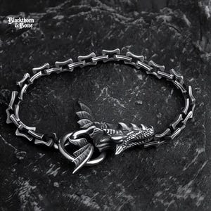 Dragon Bracelet: Stainless Steel Gothic Biker Chain Link Jewelry
