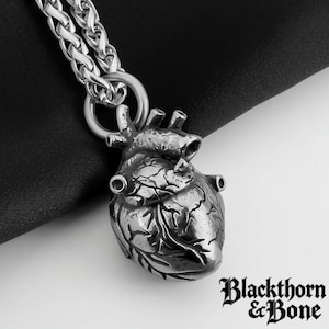 Antikes anatomisches Herz-Halsketten, einzigartiger Herz-Anhänger, gotischer Schmuck für sie oder ihn, Geschenk für medizinische Enthusiasten, anatomisches Herz