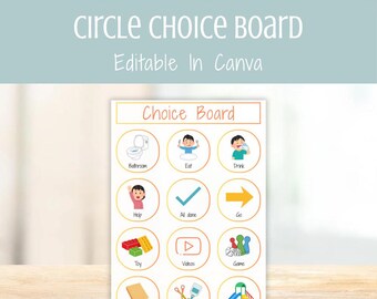 Circle Choice Board - Nonverbal Picture Communication, Basic Needs Core Words Board, Special Education Visual Aid, Early Intervention