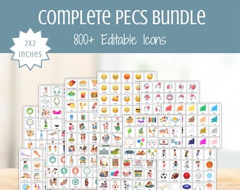 Pacote completo de cartões PECS — Recursos visuais editáveis de CAA (Comunicação Aumentativa e Alternativa), cartões de comunicação não verbal para autismo, quadro de comunicação visual para educação especial.