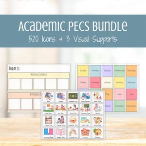 Academic School PECS Bundle - Editable AAC Visuals, Autism Nonverbal Communication Cards, Special Education Picture Communication Board