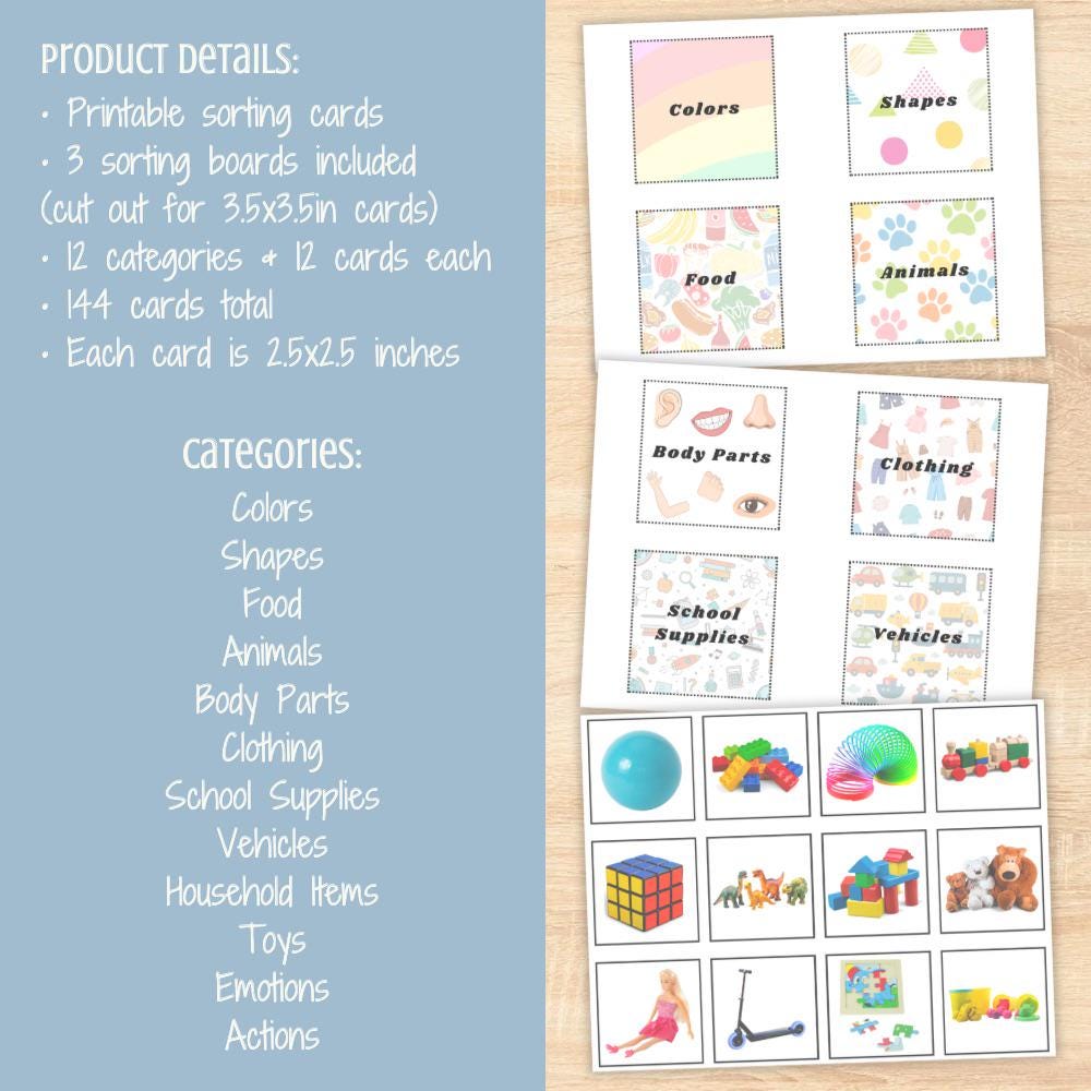 Sorting Categories Picture Cards — Real Photos for DTT Programs, ABA ...