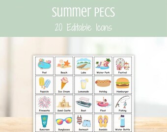 Summer Season PECS Cards — Editable AAC Visuals, Autism Nonverbal Communication Cards, Special Education Picture Communication Board