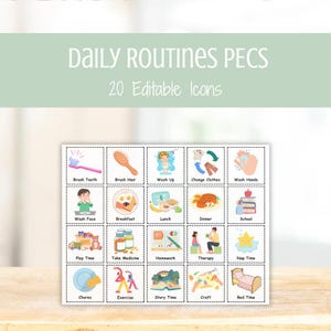 PECS-Karten für tägliche Routinen - Bearbeitbare AAC-Visuals, Autismus-Nonverbale Kommunikationskarten, Sonderpädagogik-Bild-Komunikationstafel