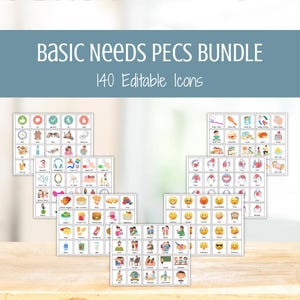 Basic Needs PECS Cards Bundle — Editable AAC Visuals, Autism Nonverbal Communication Cards, Special Education Picture Communication Board