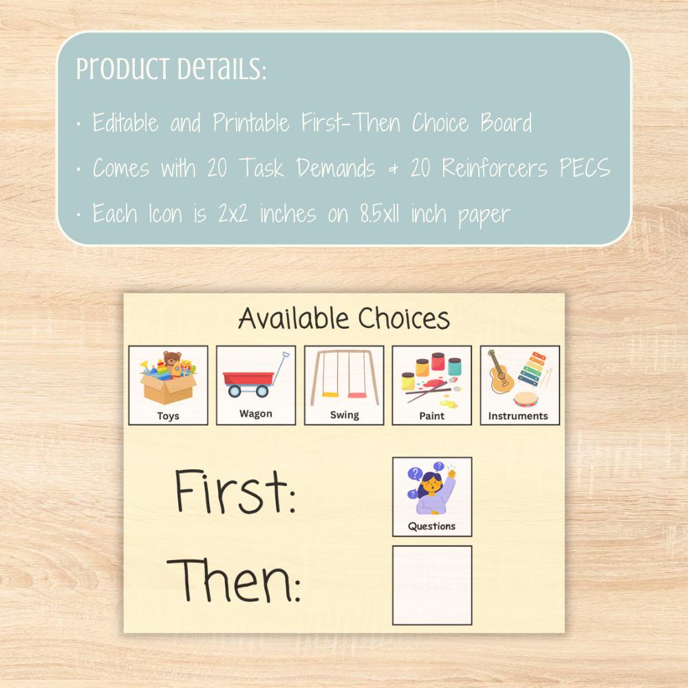 Simple First Then Choice Board + PECS — Editable Visual Schedule ...