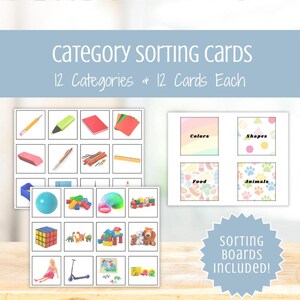 Tarjetas con imágenes para clasificar categorías: fotos reales para programas de DTT, materiales de ABA, recursos de BCBA, evaluación del autismo e intervención temprana.