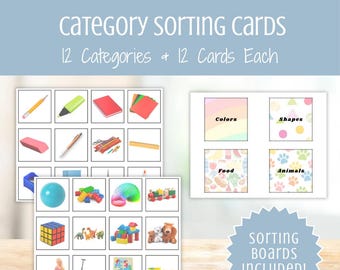 Cartões ilustrados para classificação por categoria — Fotos reais para programas DTT, materiais ABA, recursos BCBA, avaliação do autismo e intervenção precoce.