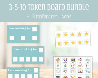 Conjunto de Quadro de Fichas com 3, 5 e 10 Unidades - Mini Sistema de Fichas Portátil, Quadro de Recompensas Visual, Quadro de Incentivos Comportamentais, Educação Especial e Autismo