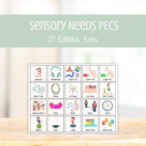 Sensory Needs PECS Icons - Editable AAC Visuals, Autism Nonverbal Communication Cards, Special Education Picture Communication Board