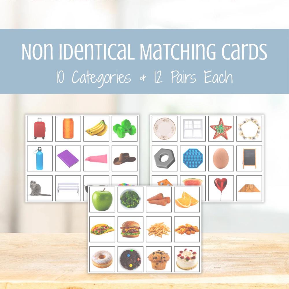 Non Identical Matching Picture Cards — Real Photos for DTT Programs ...