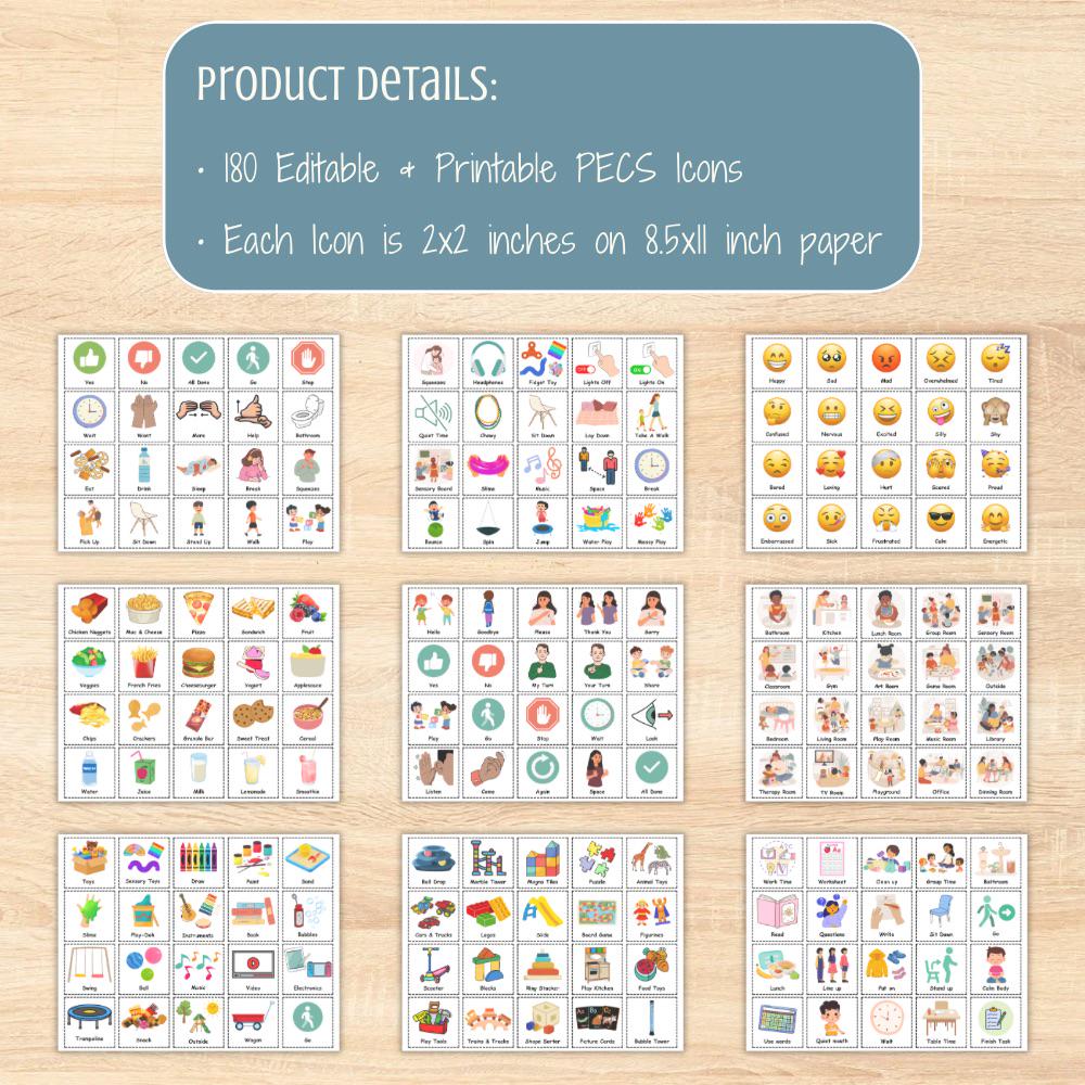 ABA PECS Cards Bundle — Editable AAC Visuals, Autism Nonverbal ...