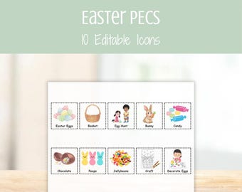 Cartões PECS de Páscoa — Recursos visuais editáveis de CAA (Comunicação Aumentativa e Alternativa), Cartões de Comunicação Não Verbal para Autismo, Quadro de Comunicação Visual para Educação Especial