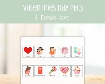 Cartões PECS para o Dia dos Namorados — Recursos visuais editáveis de CAA (Comunicação Aumentativa e Alternativa), Cartões de Comunicação Não Verbal para Autismo, Quadro de Comunicação Visual para Educação Especial