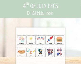 Cartões PECS para o 4 de julho — Recursos visuais editáveis de CAA (Comunicação Aumentativa e Alternativa), Cartões de Comunicação Não Verbal para Autismo, Quadro de Comunicação Visual para Educação Especial