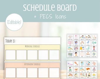 Schedule Board + PECS Icons - Editable Visual Schedule, Autism Behavior Chart, Special Education Visual Aid