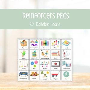 Reinforcers PECS Icons - Editable AAC Visuals, Autism Nonverbal Communication Cards, Special Education Picture Communication Board