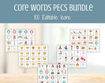 Core Words PECS Cards Bundle — Editable AAC, Autism Nonverbal Communication Cards, Special Education Communication Board