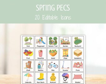 Spring Season PECS Cards — Editable AAC Visuals, Autism Nonverbal Communication Cards, Special Education Picture Communication Board