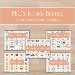 Bundel met 100 afdrukbare en bewerkbare PECS-pictogrammen | Communicatiebord | Communicatiehulpmiddel | Visuele communicatie | Speciaal onderwijs | Autismehulp