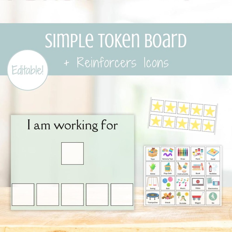 Simple Token Board + Reinforcers PECS - Editable Token Chart, Autism ...