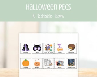 Cartões PECS de Halloween — Recursos visuais editáveis de CAA (Comunicação Aumentativa e Alternativa), Cartões de Comunicação Não Verbal para Autismo, Quadro de Comunicação Visual para Educação Especial