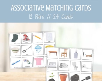 Cartões de figuras para associação — Fotos reais para programas de DTT, materiais de ABA, recursos para BCBA, avaliação de autismo e intervenção precoce.