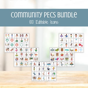 Community PECS Cards Bundle — Editable AAC Visuals, Autism Nonverbal Communication Cards, Special Education Picture Communication Board