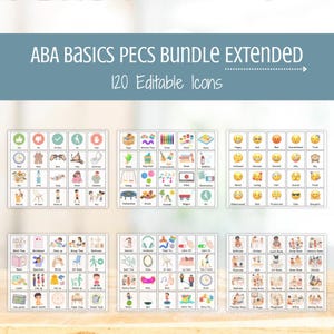 ABA Basics PECS Bundle Extended - Editable AAC Visuals, Autism Nonverbal Communication Cards, Special Education Picture Communication Board