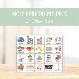 More Reinforcers PECS Icons - Editable AAC Visuals, Autism Nonverbal Communication Cards, Special Education Picture Communication Board