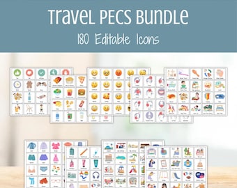 Pacote de Cartões PECS para Viagem — Recursos Visuais Editáveis de CAA (Comunicação Aumentativa e Alternativa), Cartões de Comunicação Não Verbal para Autismo, Quadro de Comunicação Visual para Educação Especial