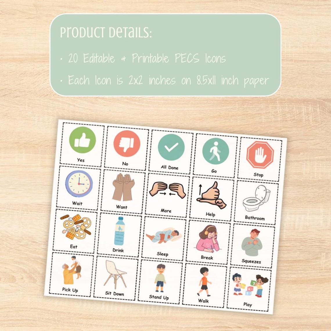 Basic Needs PECS Icons - Editable AAC Visuals, Autism Nonverbal ...