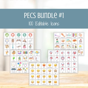 PECS Icons Bundle #1 - Editable AAC Visuals, Autism Nonverbal Communication Cards, Special Education Picture Communication Board