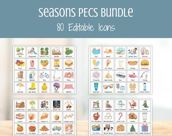 Seasons PECS Cards Bundle — Editable AAC Visuals, Autism Nonverbal Communication Cards, Special Education Picture Communication Board