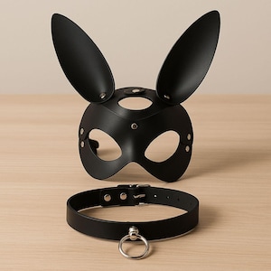 Gothic Vegan Leather Mask Set: Bunny & Cat Cosplay Costume