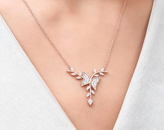 Collana a farfalla in oro rosa: gioielli naturali in argento sterling 925