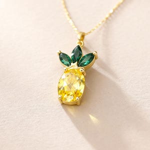 Tropische fruitketting 925 sterlingzilver vergulde citrien ananashanger– Sierlijk tropisch cadeau voor vrouwen