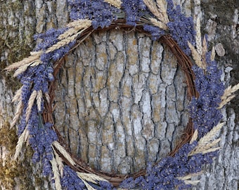 Lavendel- en tarwekrans – Handgemaakt rustiek boerderijdecor